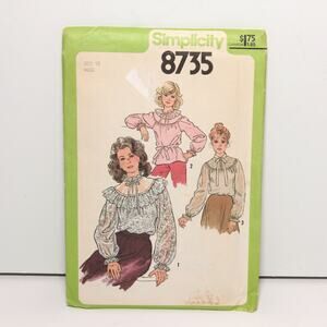 Vintage 70s Simplicity Sewing Pattern 8735 Prairie Top Size 10 Uncut